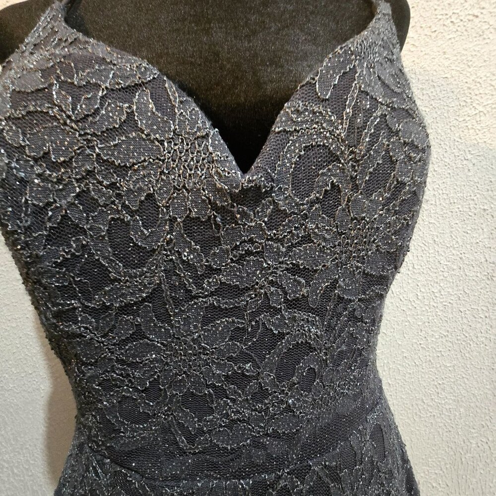 B Darlin Dark Gray Lace Sleeveless Dress With Spaghetti Straps Size 15/16 Nylon/